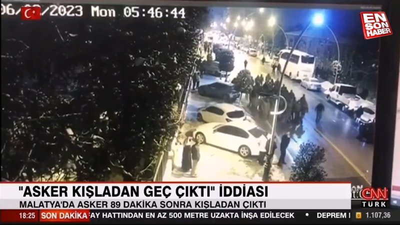 Malatya'da askerin depremden 89 dakika sonra kışladan çıktığı anlar