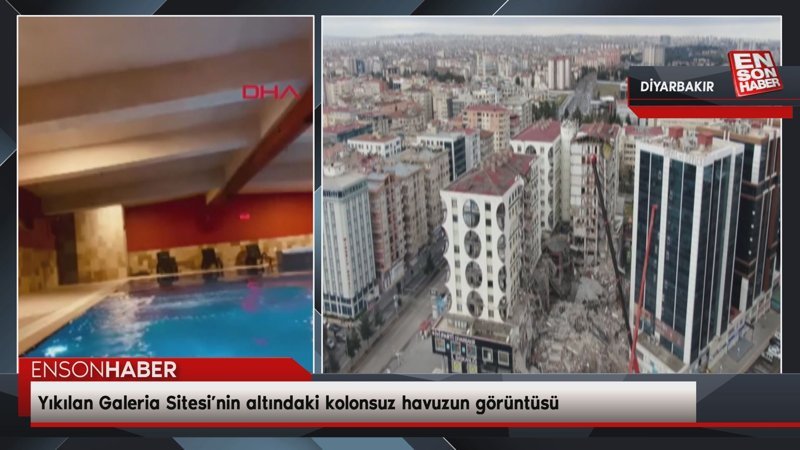Yıkılan Galeria Sitesi’nin altındaki kolonsuz havuzun görüntüsü