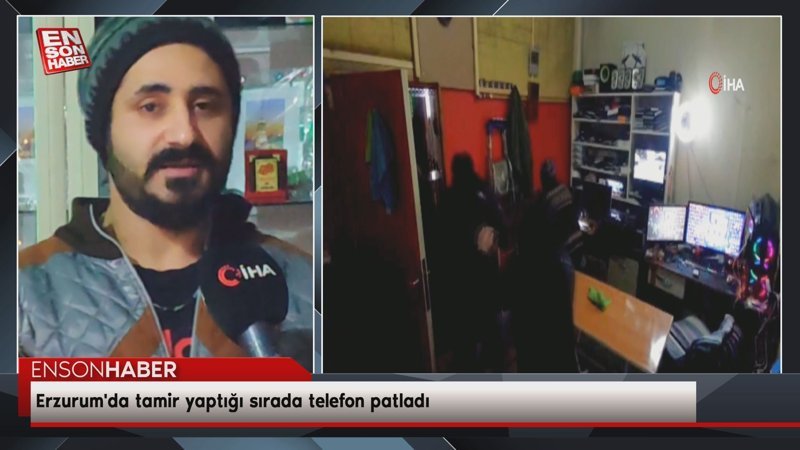 Erzurum'da tamir yaptığı sırada telefon patladı