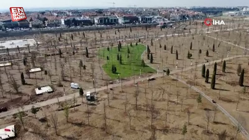 Atatürk Havalimanı Millet Bahçesi'ndeki çalışmalar havadan görüntülendi