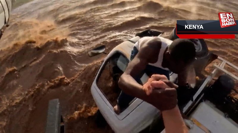 Kenya'da selde devrilen tankerden kurtarıldı