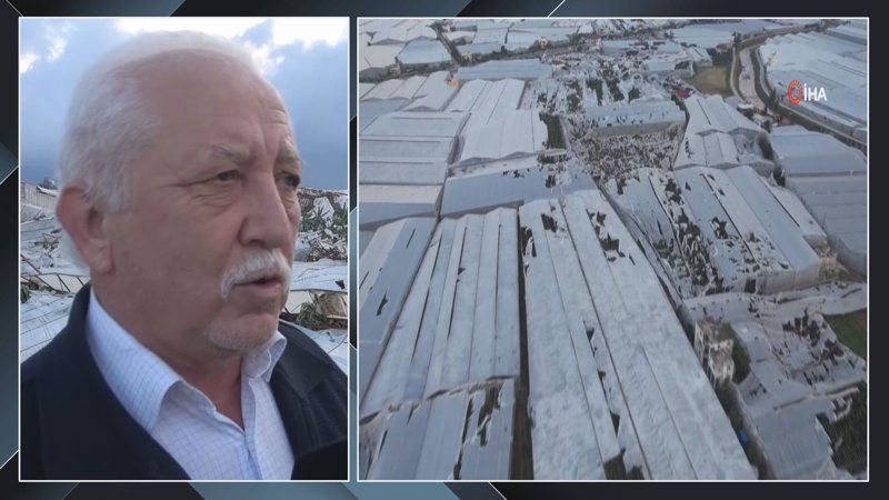Mersin'de fırtına ile birlikte ortaya çıkan hortum seraları parçaladı
