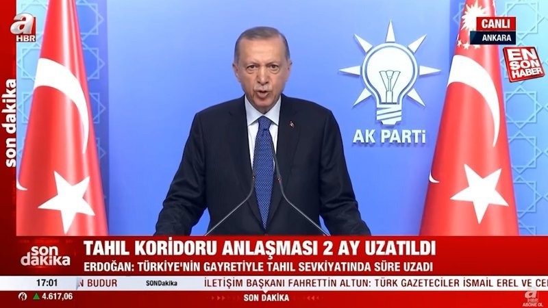Cumhurbaşkanı Erdoğan duyurdu: Tahıl Koridoru Anlaşması 2 ay daha uzatıldı