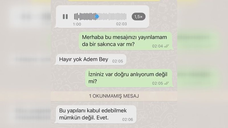DEVA Partisi üyesi Essum Aslan’ın Adem Metan'a yolladığı ses kaydı