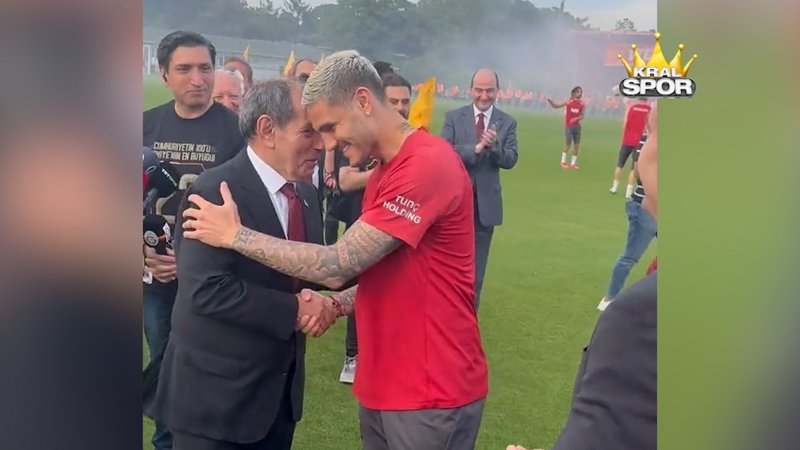 Dursun Özbek ve Mauro Icardi arasında Türk usulü tokalaşma