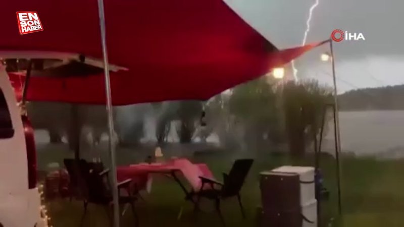 Ankara'da yıldırım düşme anı kampçıların kamerasında