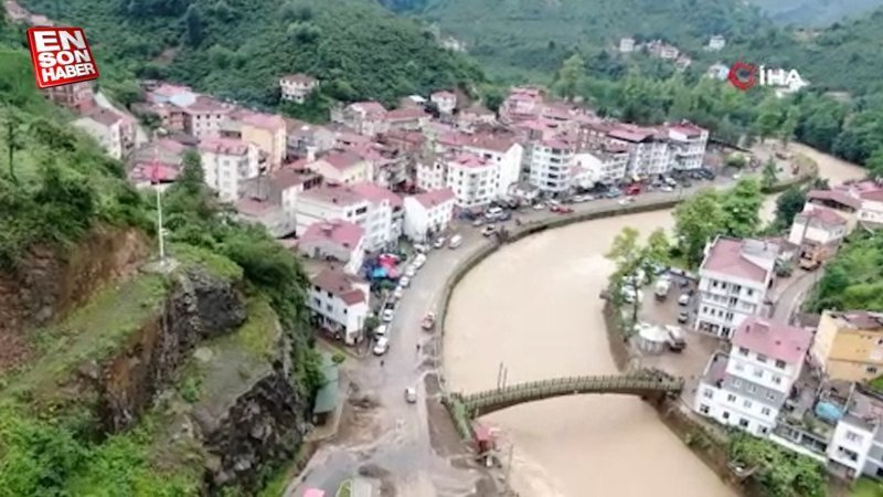 Giresun'da selin izleri havadan görüntülendi