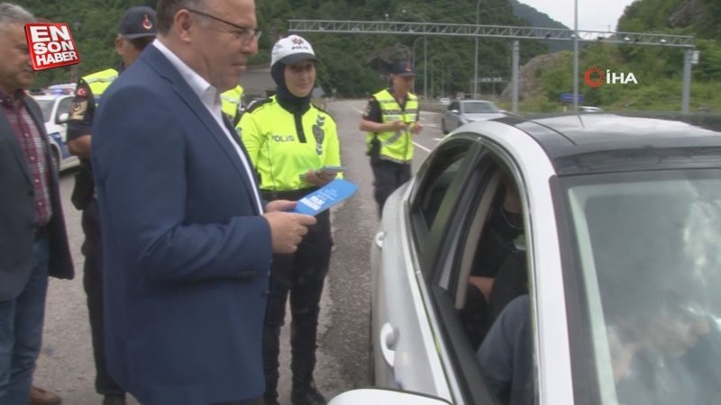 Zonguldak'ta denetime katılan validen sürücüye ceza