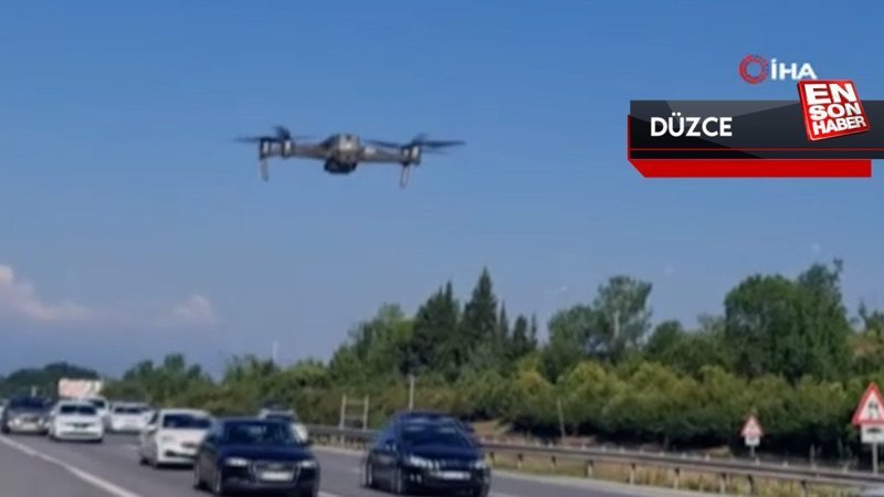Düzce'de yoğunluktan kaçtılar ama polis dronuna takıldılar