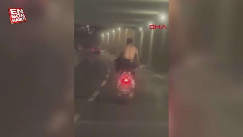 Bakırköy'de motosikletli üstünü çıkardı, dans etti