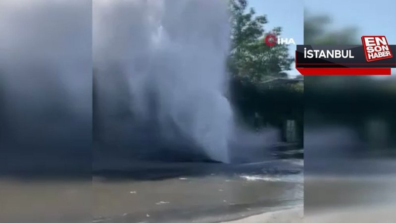 Eyüpsultan'da su borusu patladı, cadde göle döndü