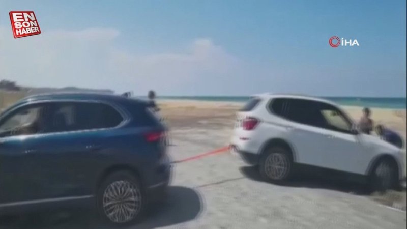 Arnavutköy’de bataklığa saplanan cipi Togg kurtardı