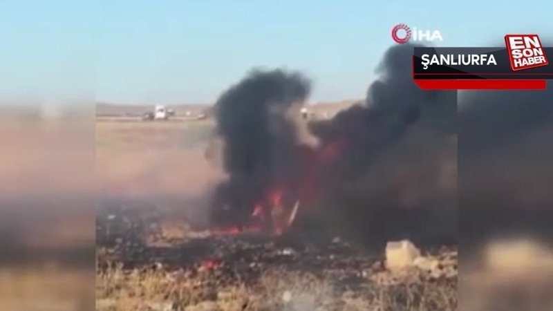 Şanlıurfa'da şarampole devrilen otomobil alev topuna döndü