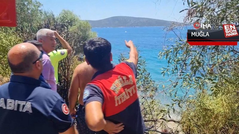 Bodrum'da yangın çıkardıktan sonra denize giren şüpheli, boğulma tehlikesi geçirdi