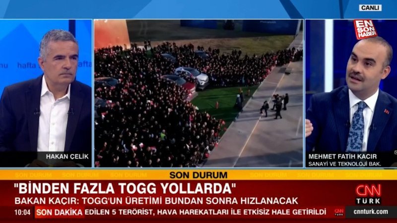 Mehmet Fatih Kacır: 1000’den fazla Togg yollarda, bu sayı artacak
