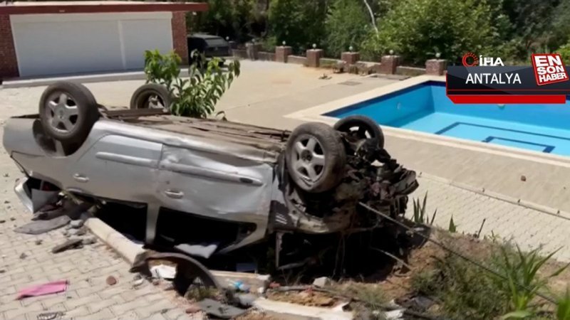 Antalya'da pöpeğe çarpmamak için manevra yaptı, bahçeye uçtu