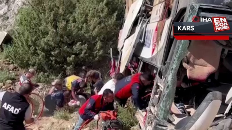 Kars Sarıkamış'ta yolcu otobüsü viyadükten düştü: Çok sayıda ölü ve yaralı var