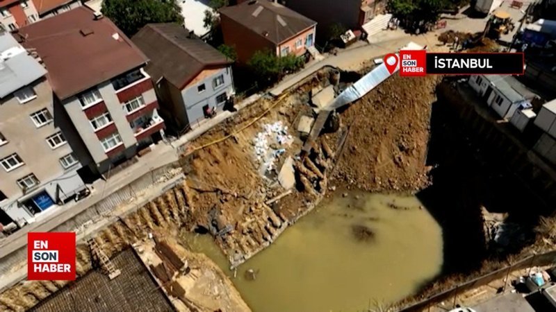 Sarıyer'de inşaat çalışması sırasında yol çöktü