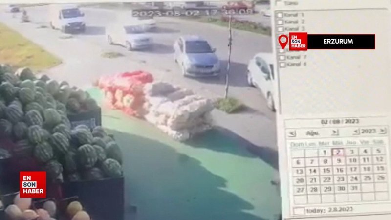 Erzurum'da şemsiye ile uçan esnaf