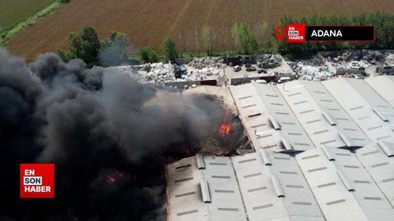 Adana'daki yangın havadan görüntülendi