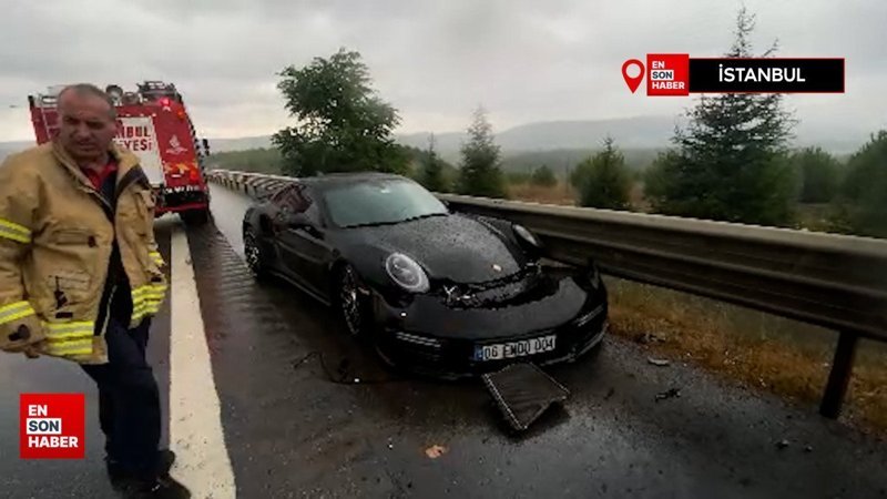 İstanbul'da spor arabasıyla kaza yaptı