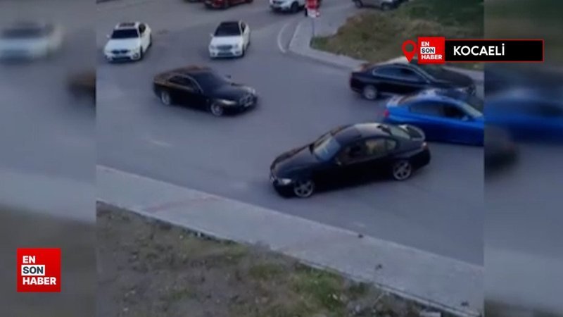 Kocaeli'de magandalar halk otobüsünün önünü kesip drift yaptı