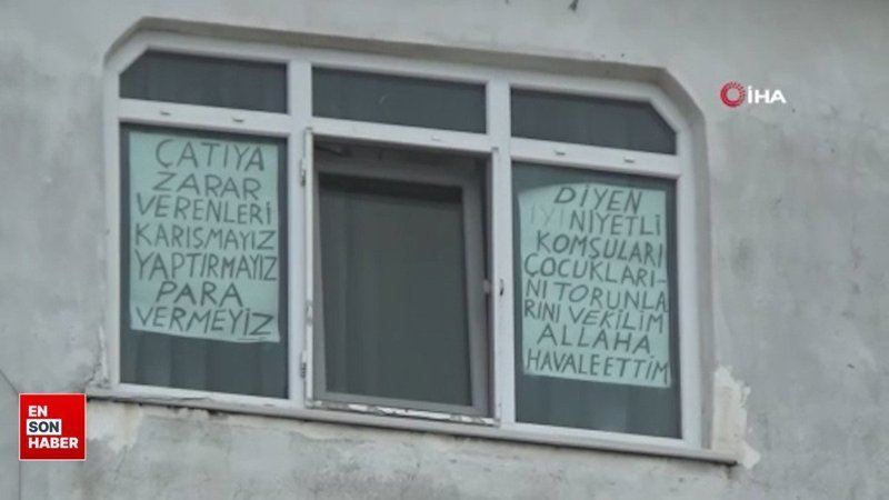 Tekirdağ'da apartman yönetimine kızınca pencereye bu yazıyı astı
