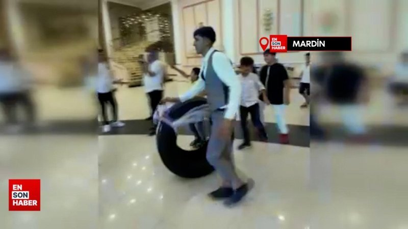 Mardin'de bir düğünde damada altın yerine araç lastiği takıldı