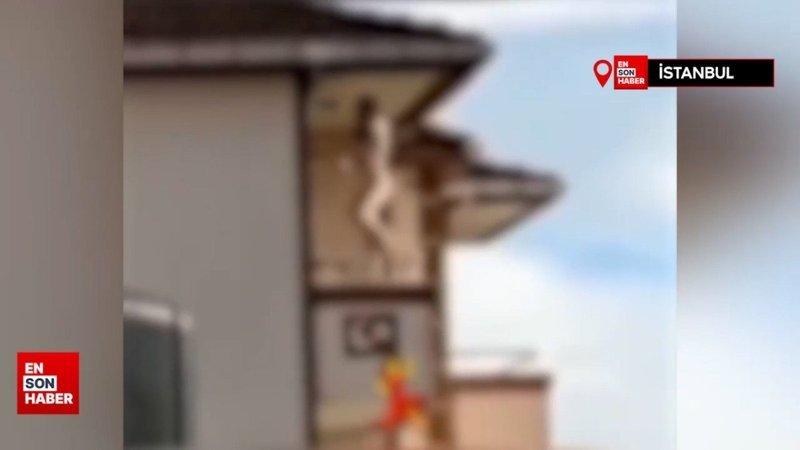 İstanbul'da bir kadının çıplak halde balkonda twerk yaptığı anlar