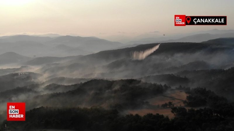 Çanakkale orman yangını 3'üncü gününde: Yanan alanlar görüntülendi