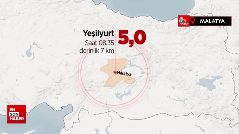 Malatya'da 5 büyüklüğünde deprem