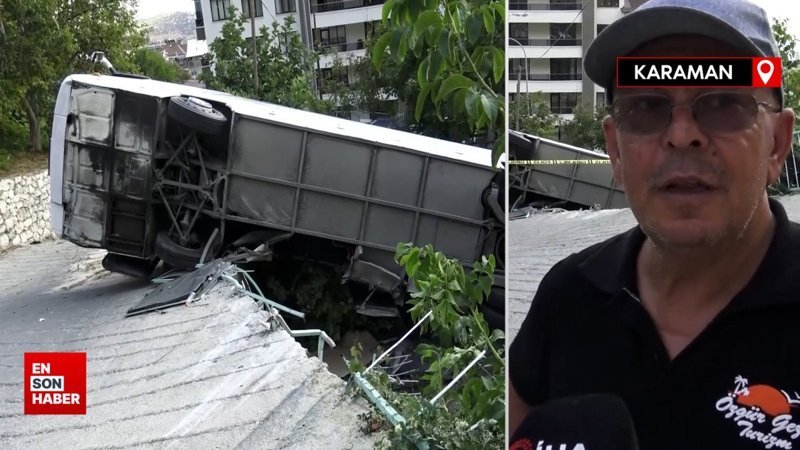 Karaman'da tur otobüsü devrildi