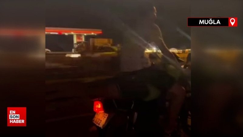 Muğla'da yüzüstü yatan arkadaşının üzerinde motosiklet kullandı