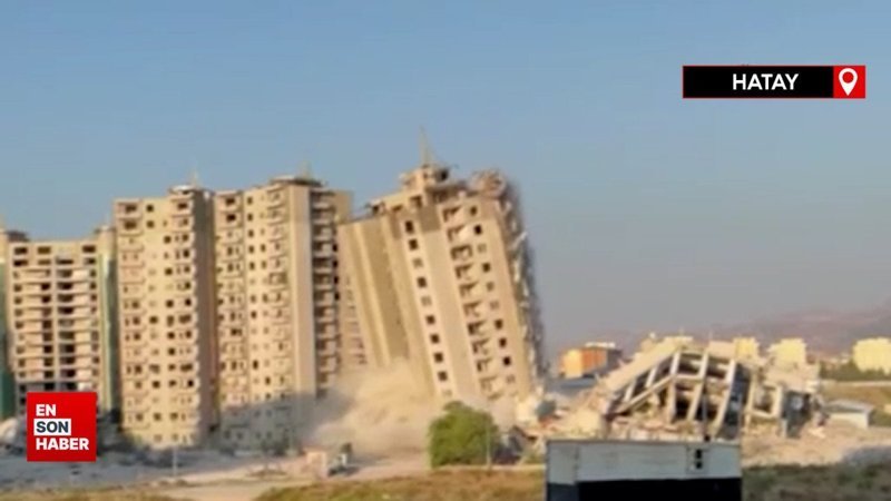 Hatay'da 16 katlı bina dinamitle patlatıldı