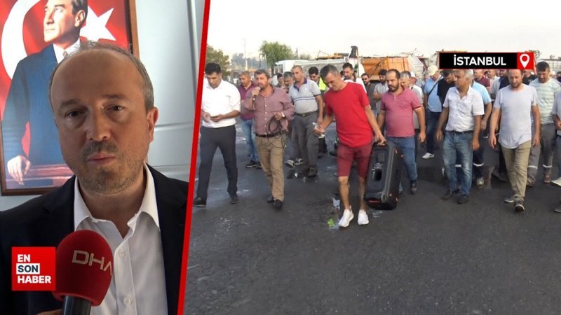 İstanbul'da Avcılar Belediyesi önünde işçi eylemi