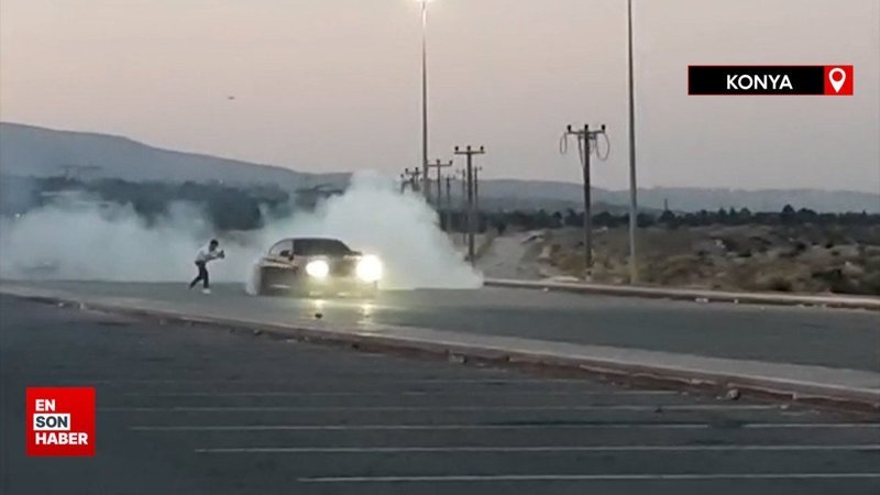 Konya'da hastane otoparkında drift yapan maganda