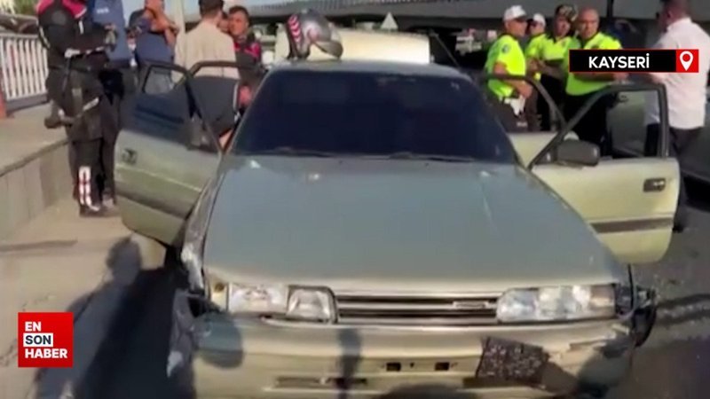 Kayseri'de polisten kaçan sürücü 11 araca çarptı