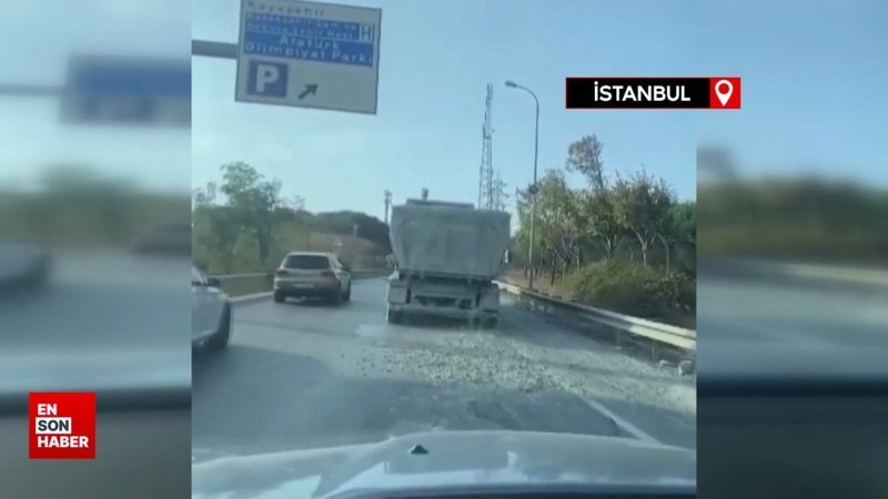 Hafriyat kamyonundan kilolarca beton döküldü
