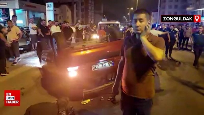 Zonguldak'ta otomobil takla attı