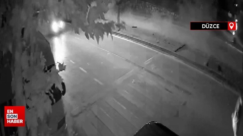 Düzce'de yayanın aracın altında kalmaktan son anda kurtulduğu anlar