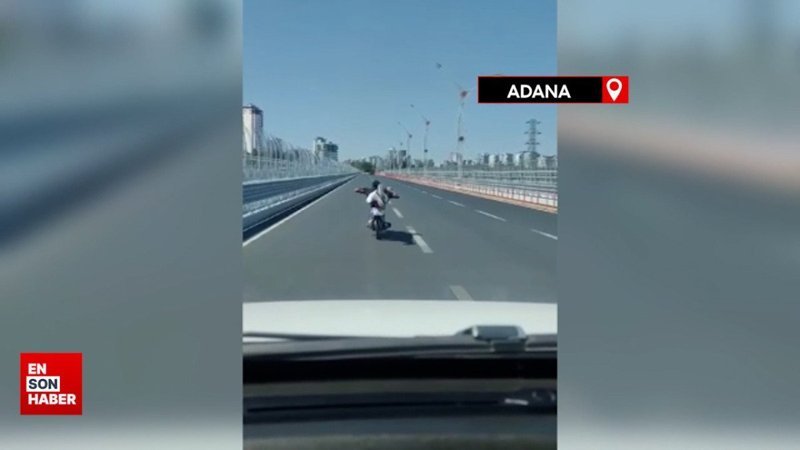 Köprüde tehlikeli yolculuğu kameraya yansıyan motosiklet sürücüsüne para cezası