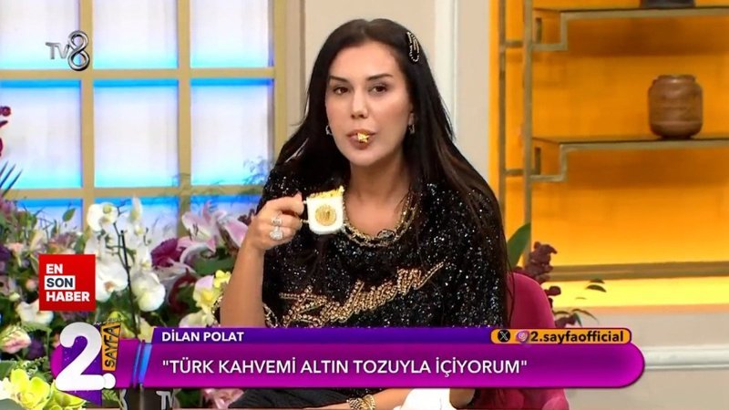 Dilan Polat, canlı yayında altın tozlu Türk kahvesi içti
