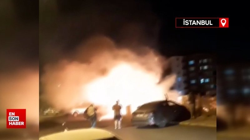 Maltepe'de çocuklar boş araziye torpil attı! 2 araç hasar aldı