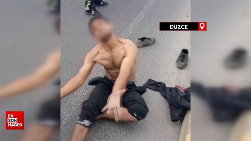 Düzce'de uyuşturucu etkisi ile dans eden genç polislere zor anlar yaşattı
