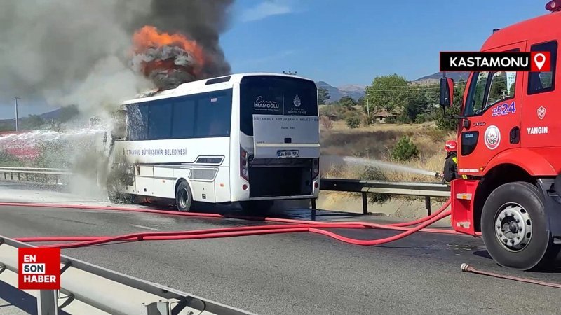 İBB otobüsü alev topuna döndü