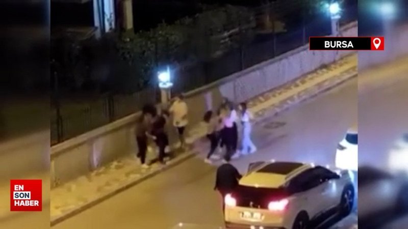 Bursa'da kadınlar birbirine girdi, erkekler izledi