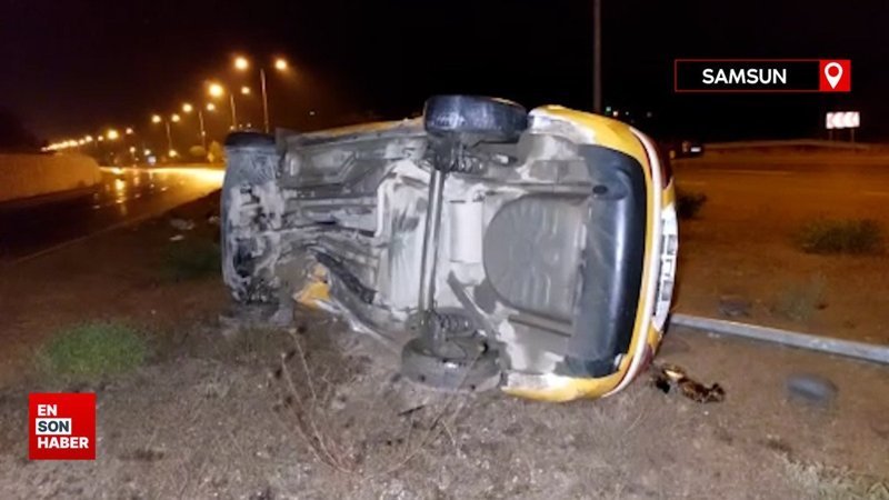 Cenaze dönüşü taksi takla attı: 4 yaralı