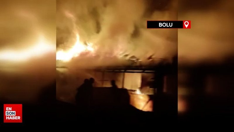 Bolu'da tek katlı ev alev alev yandı