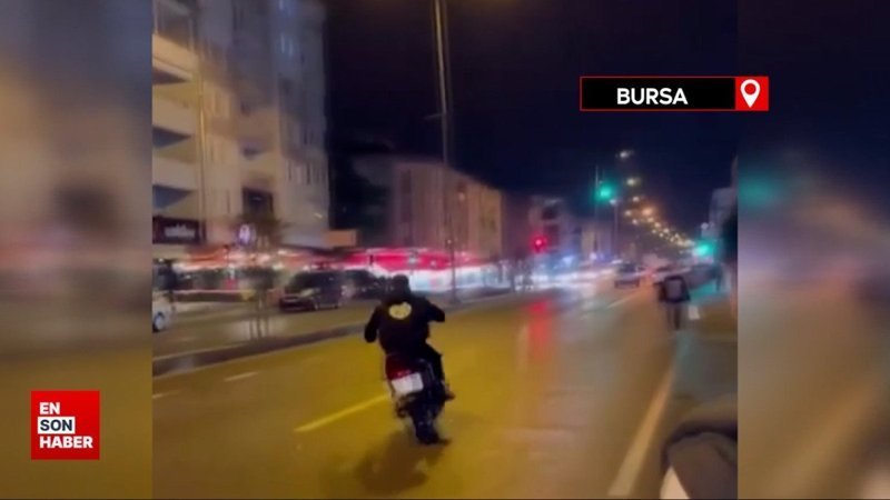 Bursa'da motosikletli gencin drift heyecanı kazayla bitti
