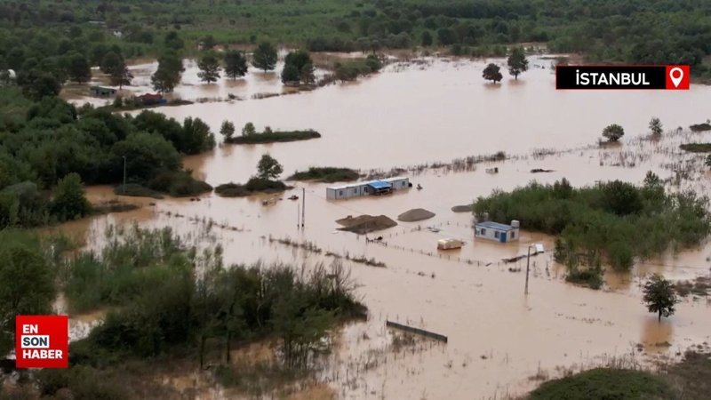 İstanbul Şile’de yağışın ardından dere taştı